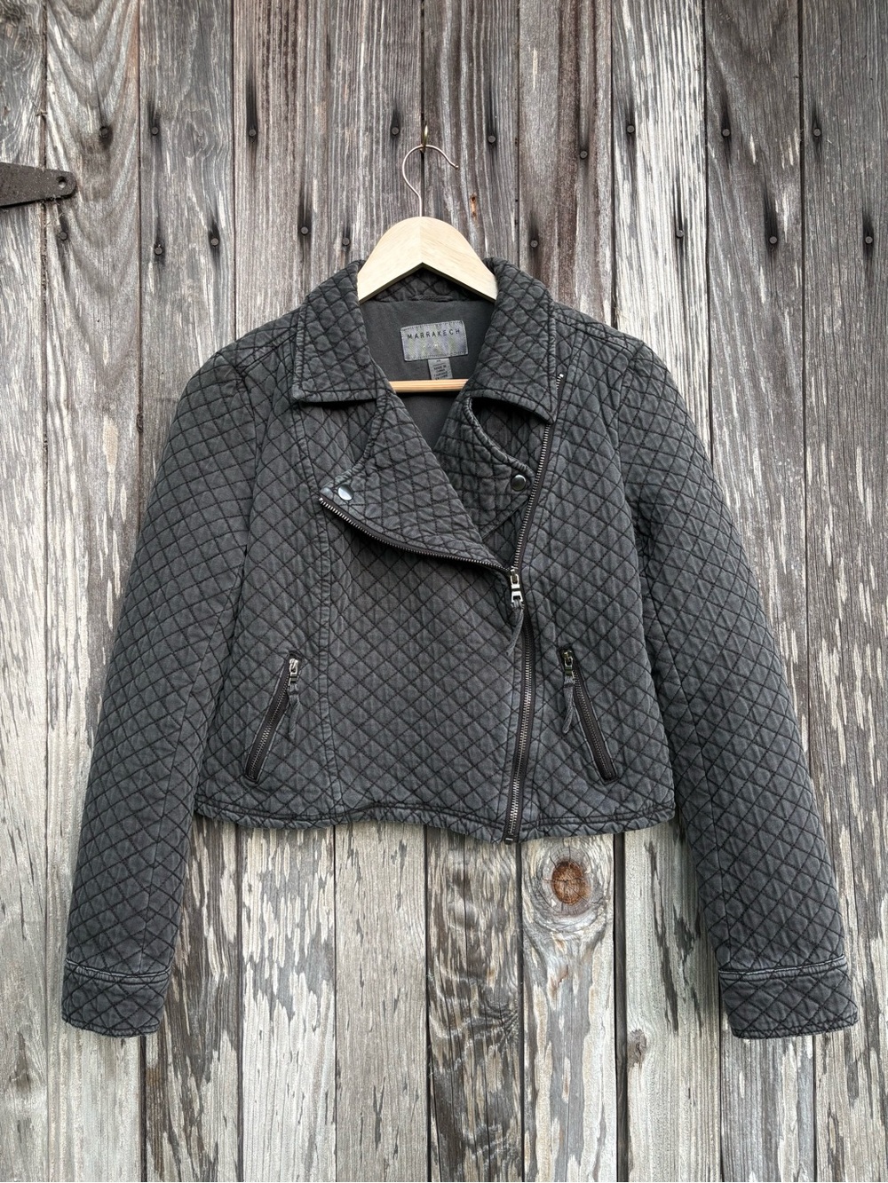 Anthropologie Marrakech Quilted Moto Jacket gray extra small